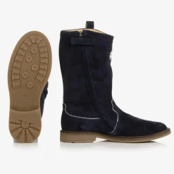 Girls Blue Leather Cowboy Boots