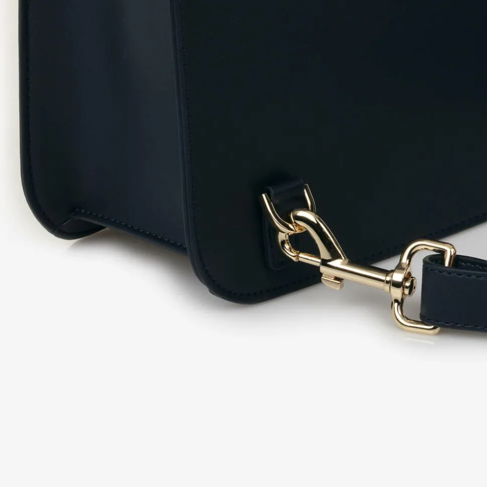 Girls Blue Leather Satchel (34cm)