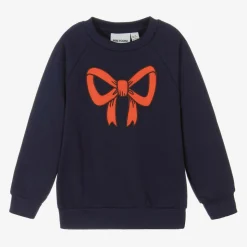 Girls Blue Organic Cotton Bow Sweatshirt