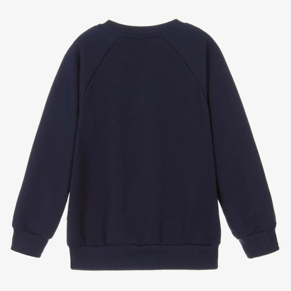 Girls Blue Organic Cotton Bow Sweatshirt