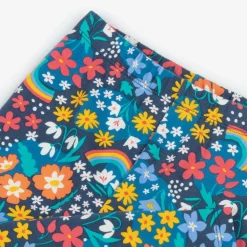 Girls Blue Organic Cotton Flower Leggings