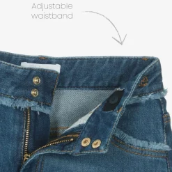 Girls Blue Organic Denim Fringe Shorts
