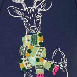 Girls Blue Reindeer Top