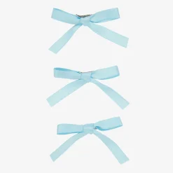Girls Blue Satin Bow Hair Clips (3 Pack)