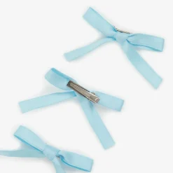 Girls Blue Satin Bow Hair Clips (3 Pack)