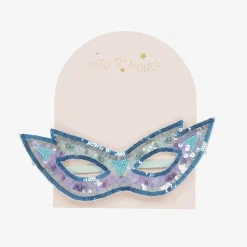 Girls Blue Sequinned Superhero Mask