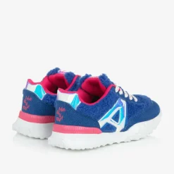 Girls Blue Sherpa & Faux Suede Trainers
