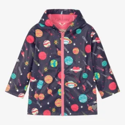 Girls Blue Space Print Raincoat