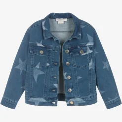 Girls Blue Star Print Denim Jacket