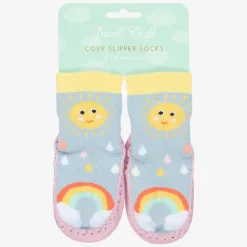 Girls Blue Sun Slipper Socks