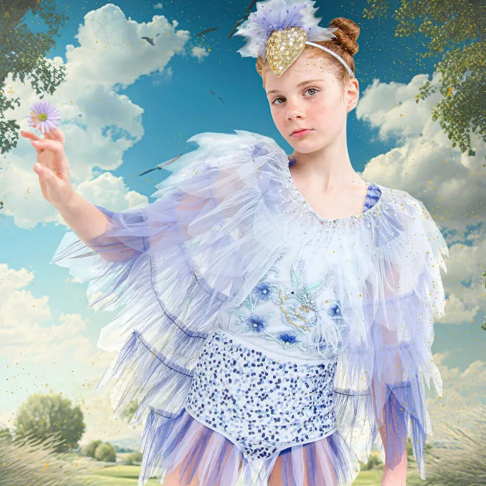 Girls Blue Tulle Cape Costume