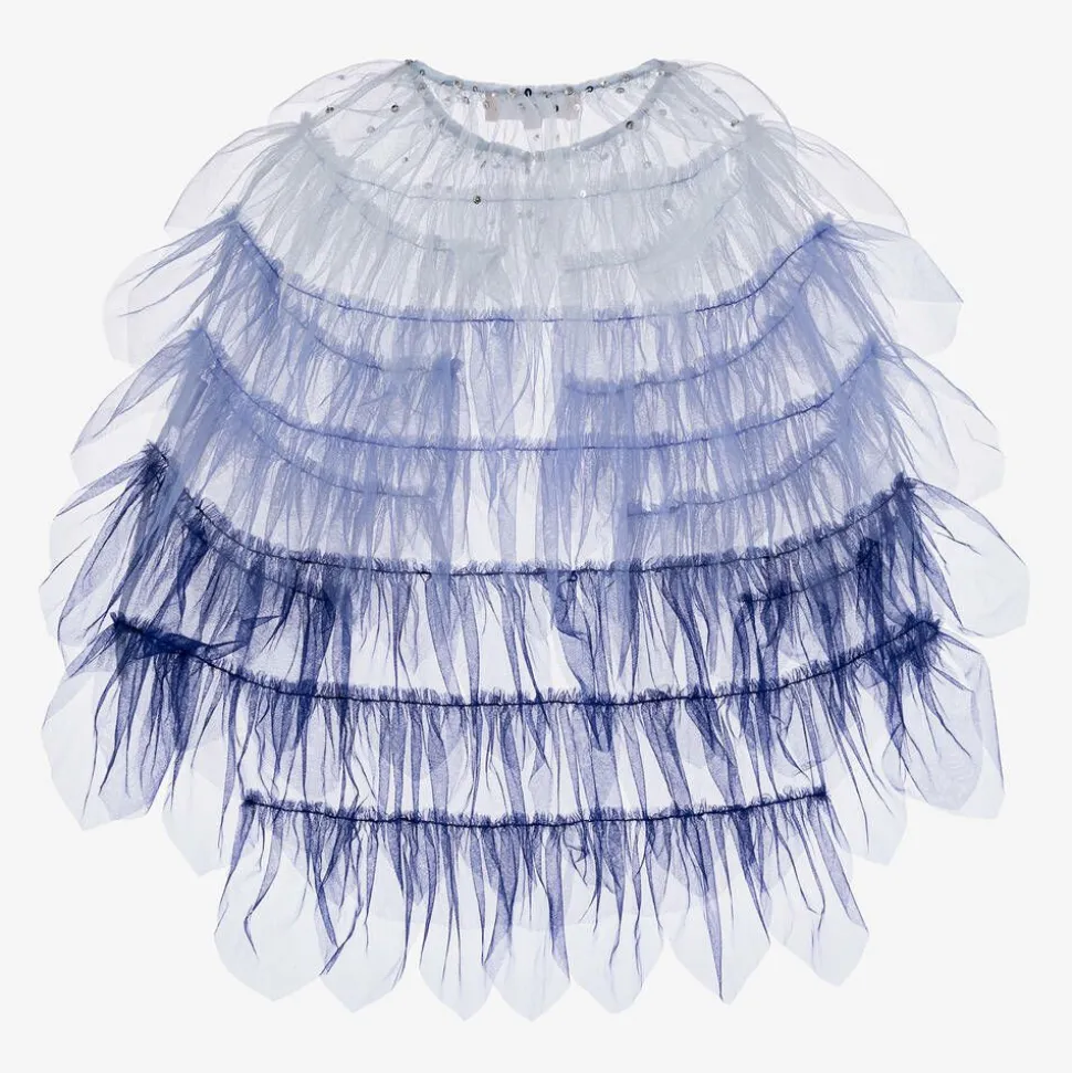 Girls Blue Tulle Cape Costume