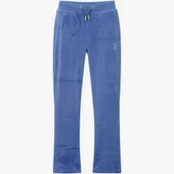 Girls Blue Velour Flared Joggers