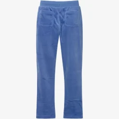 Girls Blue Velour Flared Joggers