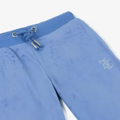 Girls Blue Velour Flared Joggers