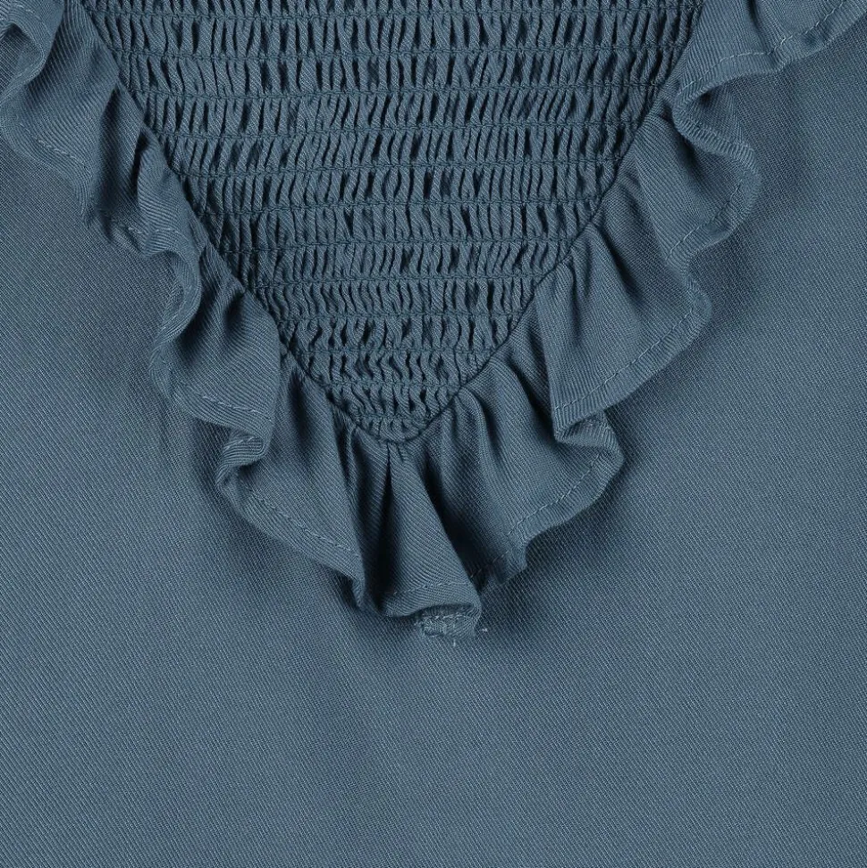 Girls Blue Viscose Frill Blouse