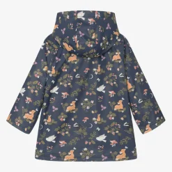 Girls Blue Woodland Print Raincoat