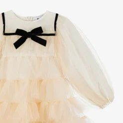 Girls Blush Ivory Tulle Dress
