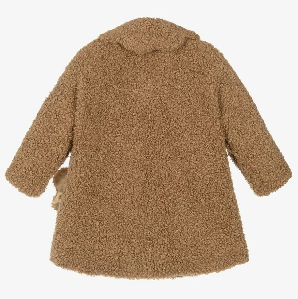 Girls Brown Bouclé Coat