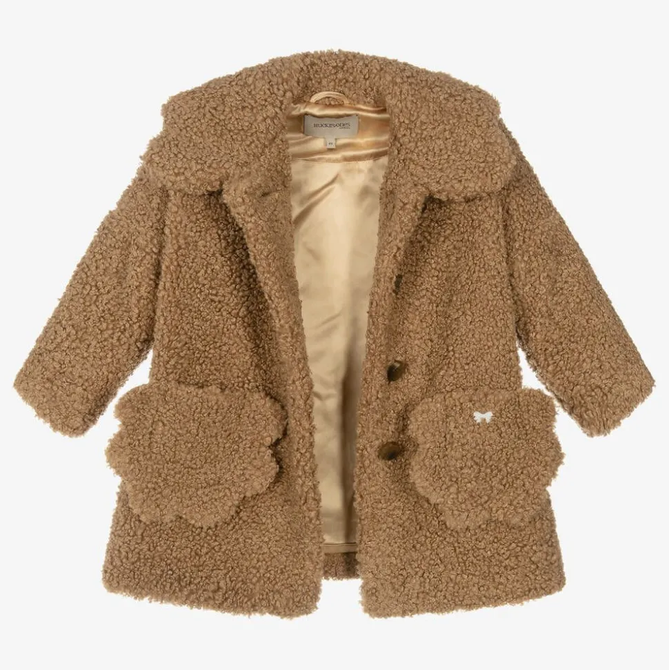 Girls Brown Bouclé Coat