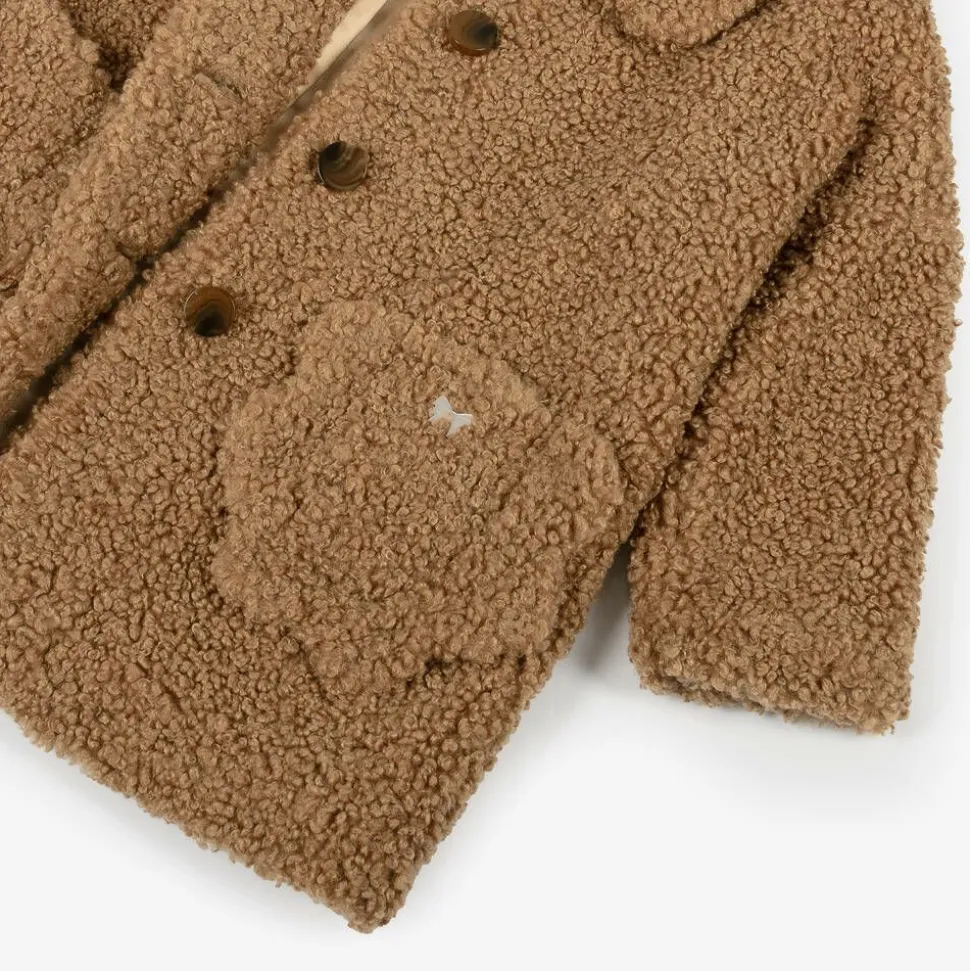 Girls Brown Bouclé Coat