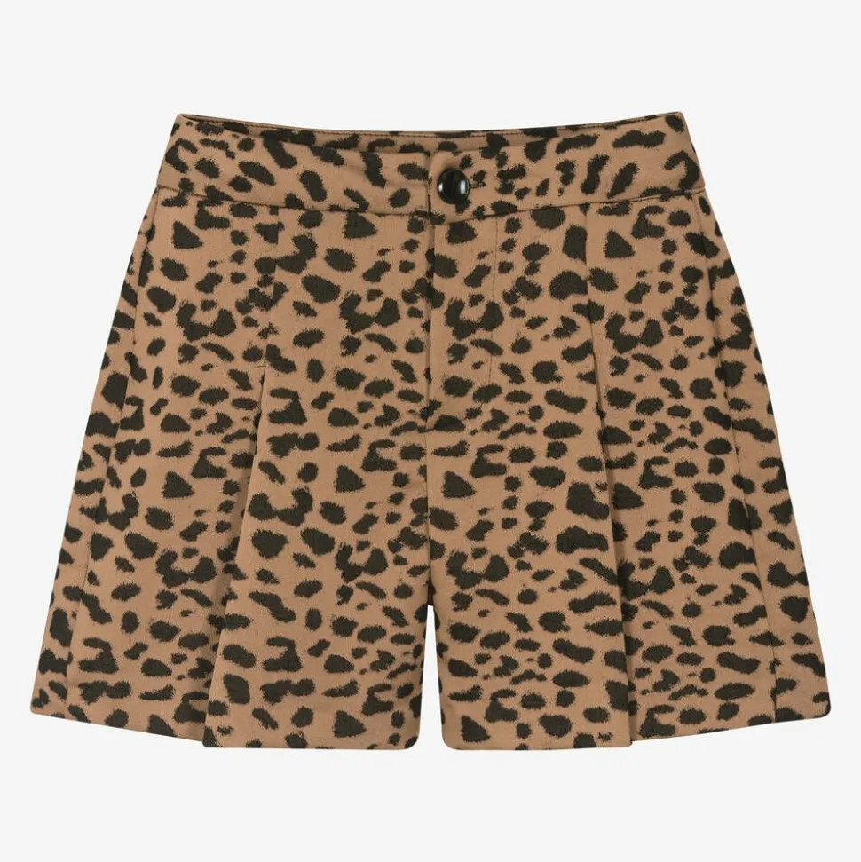 Girls Brown Cheetah Print Shorts