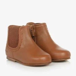 Girls Brown Leather Chelsea Boots
