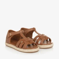 Girls Brown Leather Sandals