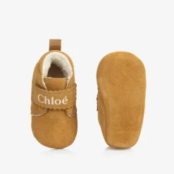 Girls Brown Suede Leather Pre-Walkers