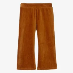 Girls Brown Velour Corduroy Trousers