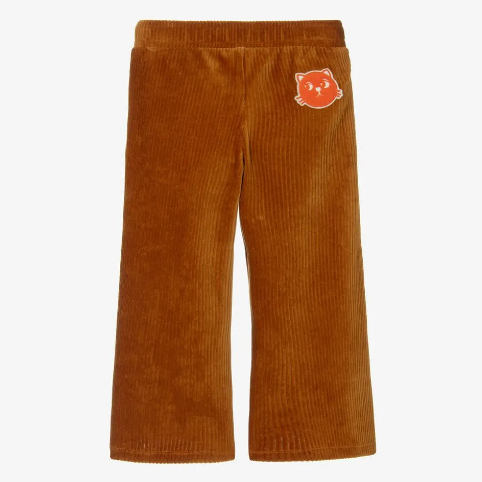 Girls Brown Velour Corduroy Trousers