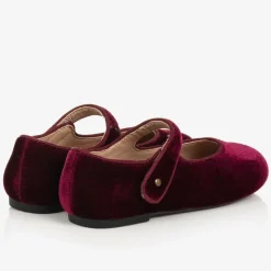 Girls Burgundy Red Velvet Shoes