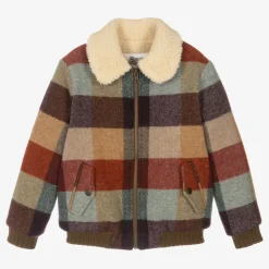 Girls Checked Wool Jacket