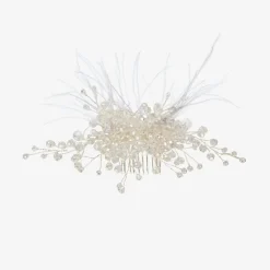 Girls Crystal Bead & Feather Hair Clip