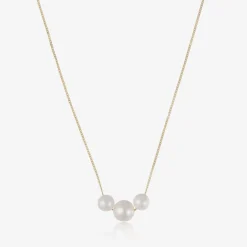 Girls 9ct Gold & Pearl Necklace (36cm)