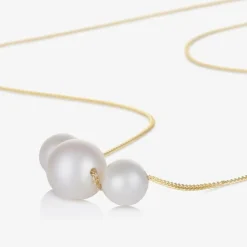 Girls 9ct Gold & Pearl Necklace (36cm)