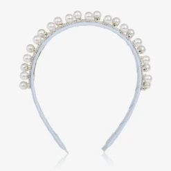 Girls Diamanté & Pearl Blue Hairband