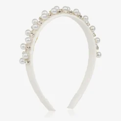 Girls Diamanté & Pearl Ivory Hairband