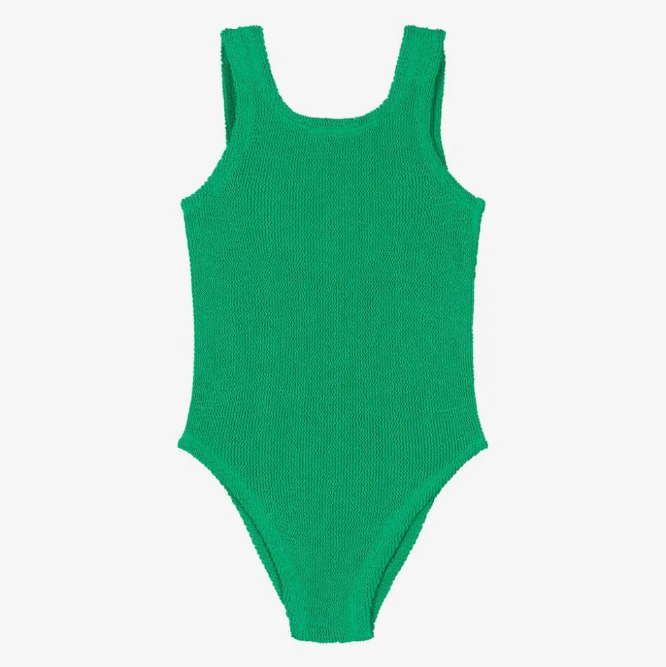 Girls Emerald Green Crinkle Swimsuit
