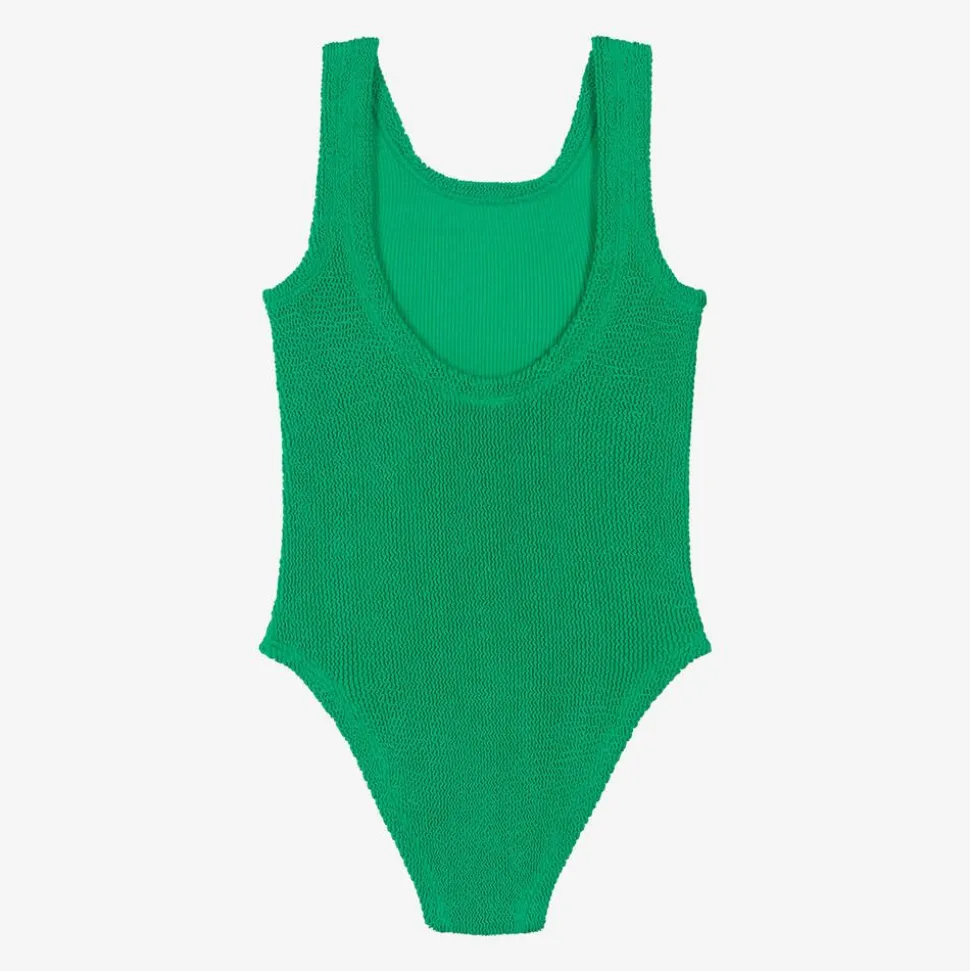 Girls Emerald Green Crinkle Swimsuit
