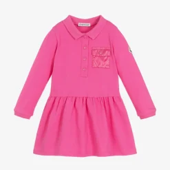 Girls Fuchsia Pink Logo Polo Dress