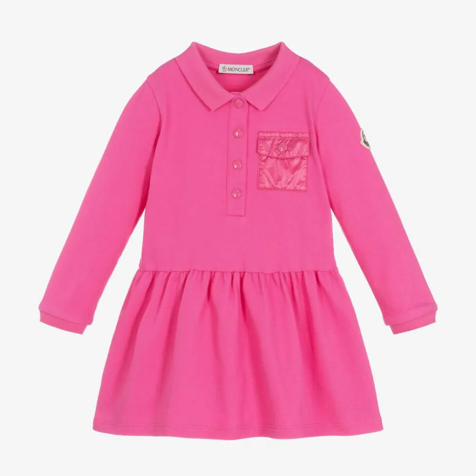 Girls Fuchsia Pink Logo Polo Dress