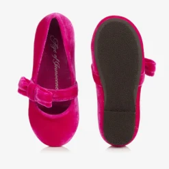 Girls Fuchsia Pink Velvet Shoes