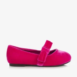 Girls Fuchsia Pink Velvet Shoes
