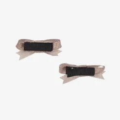 Girls Glittery Beige Hair Clips (2 Pack)