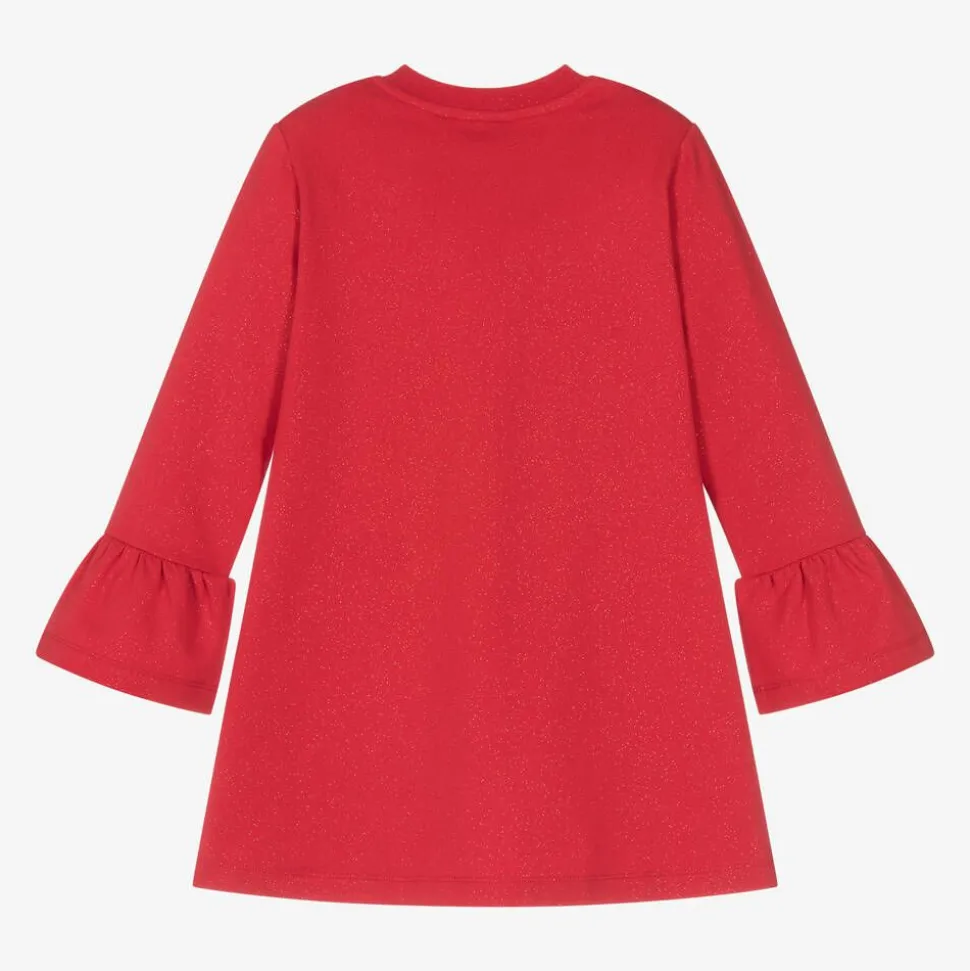 Girls Glittery Red Cotton Handbag Dress