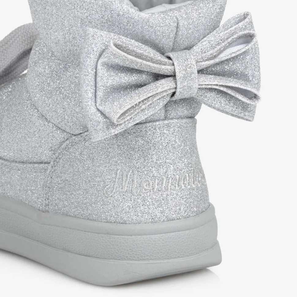 Girls Glittery Silver Quilted Boots