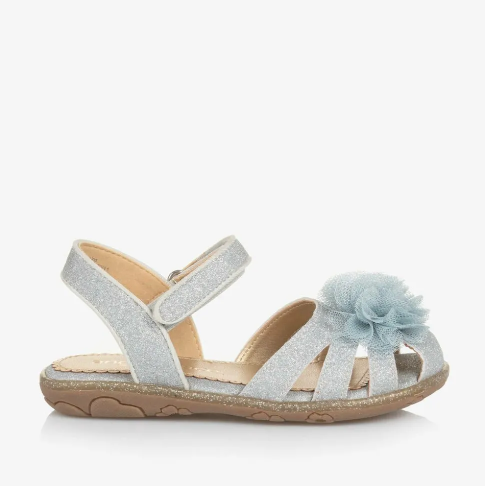 Girls Glittery Silver Sandals
