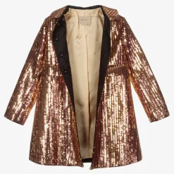 Girls Gold & Pink Sequin Coat
