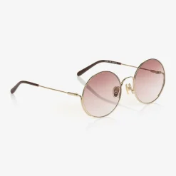 Girls Gold & Brown Round Sunglasses